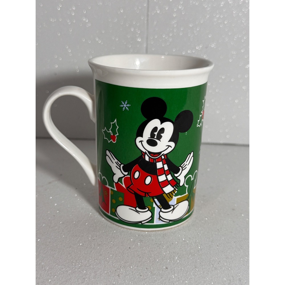 Disney Mickey Mouse Christmas Holiday Coffee Mug Green Scarf 2013 FC LLC 4.5in